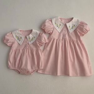 2-6Y Summer Kids Dress Girls Casual Dresses Baby Pink embroidery Flowers Dress Costumes Floral Party Birthday Princess Vestidos