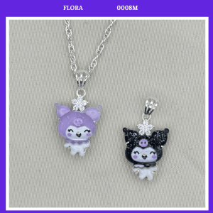 FLORA 0008M - [Có bán lẻ] Dây chuyền bạc ta mặt hình Kuromi 2 màu đen tím dành cho bé gái