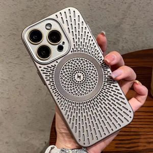 Luxury Dissipate Heat Magsafe Phone Case For iPhone 12 13 14 15 Pro Max Plus Shockproof Magnetic Bumper Cases Cover