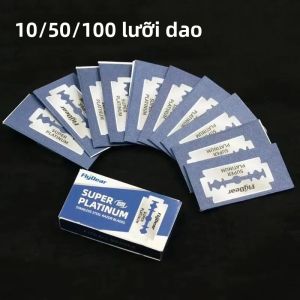 Máy Cạo Râu Bằng Thép Không Gỉ Dành Cho Nam Lưỡi Dao Hai Lưỡi Chuyên Nghiệp Làm Tóc An Toàn Dao Cạo 10/50/100 Gói Lưỡi Dao
