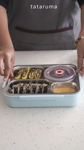 Lunch Box Stainless 304 Sekat Kotak Bekal dengan Alat Makan dan Tas TATARUMA KIZZU