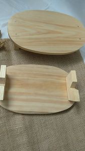 Talenan Kayu Pinus Oval Model Kaki Ukuran 24x15 cm