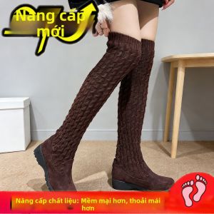 DIANCHA | Giày Mũi Tròn Dài Đến Gối Co Dãn Dễ Phối Đồ Giúp Thon Gót