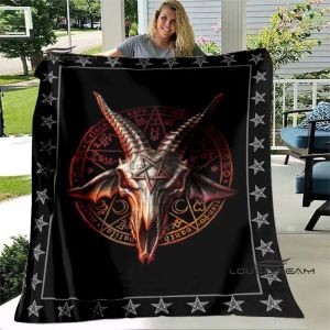 VIKAMA Scandinavian Mythology Dark System Cover Blanket Gothic Demon Totem Thickened Warm Home Atmosphere Luxury Texture