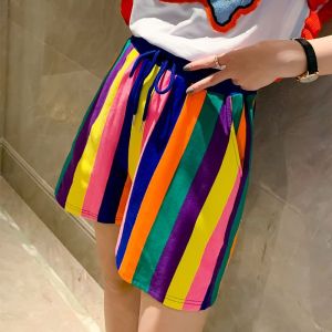 Quần Short Sọc Nhiều Màu Cỡ Lớn Cho Nam Mùa Hè Quần Dài Thường Ngày Cạp Chun Rộng Rãi Quần Dài Thẳng Năm Phần