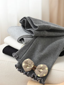 Girls Butterfly Knot High Elastic Slim Fit Long Pants Spring Autumn Style Childrens Clothing Comfortable Breathable Elastic Waist