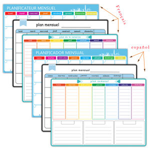 A3 Size Magnetic Weekly &monthly Planner Dry Erase Calendar Fridge Sticker Spanish French English. No Pen