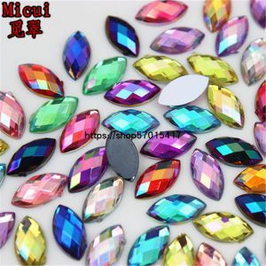 50 PCs 5 * 10mmab Colored Horse Eye Acrylic Rhinestone Bottoming Drill Headdress Manicure Fittings DIY Material Zz366