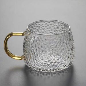 Hammered Borosilicate Glass Cup for Flower Tea Juice Milk
