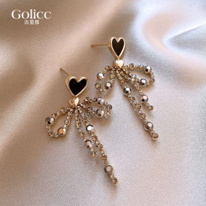 Elegant Butterfly Knot Tassel Earrings Womens Fashion 2025 New Unique Personality Heart Shaped Dangle Studs Alloy Jewelry