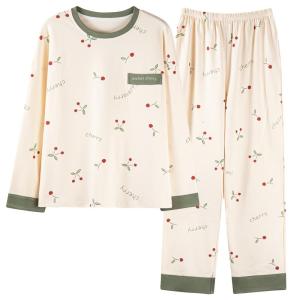 Bộ đồ ngủ MiiOW cho nữ làm  vải cotton nguyên chất thoáng khí thoải mái dài tay quần dài