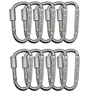 คาราไบเนอร์แบบล็อค D-Ring คุณภาพสูง หนา ทนทานต่อการเกิดสนิม เหมาะสำหรับพวงกุญแจกลางแจ้ง ตั้งแคมป์ เดินป่า และกระเป๋าเป้