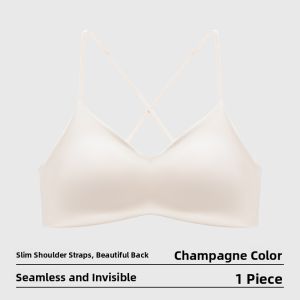 Aimo | Base Liquid Back Beautifying Womens Summer Thin New Style Small Chest Gathered Seamless Strap Bra Nylon Material Youth Female