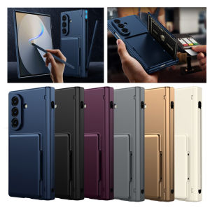 Hinge Protection Case for Samsung Galaxy Z Fold 5 6 7 8 Ultra Card Slots Stylus Pen Slot Tempered Glass Screen Protector Cover