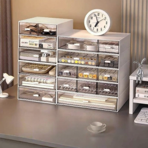 Transparent Mini Desk Drawer Storage Box 9 Grids