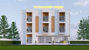 แบบบ้านพักอาศัยรวมโมเดิร์น 3 ชั้น