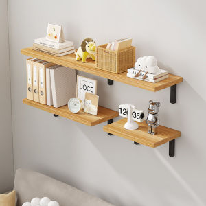 Single Shelf Wall Parcel Shelf Shelf Partition Wall Bracket Wooden Wall-Mounted Bookshelf Paint-Free Board Wall