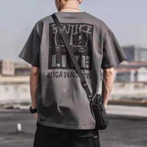 Heavyweight Pure Cotton Japanese Style Short Sleeve Mens T-shirt Summer Loose Fit round Neck Half Sleeve Body Shirt Top