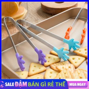 Kẹp Gắp Thức Ăn Hình Bao Tay Trái Tim Bằng Silicon Và Thép Không Gỉ - Cây Gắp Thức Ăn Nóng Mini - Kẹp Gắp Đá Đồ Hấp Đồ Nóng - Dụng cụ Kẹp Gắp Đồ Nướng Salad Xinh Xắn