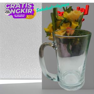 termurah GELAS KACA 400ML/1PCS GELAS TEH/GELAS GAGANG