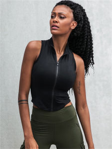 เสื้อกั๊กฟิตเนสแบบเปิดหลังแขนกุด ทรงเข้ารูป สำหรับผู้หญิง วัสดุผ้าฝ้ายผสม ความยาวปกติ ฤดูร้อน 2025 คอกลม