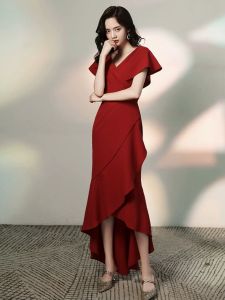 New Fish Tail Wedding Dress Red Marriage Engagement Return Home Ceremony Dress Womens Daily Wear Autumn Simple Style Long Skirt