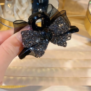 Red Butterfly Knot Hair Clip for Girls Childrens Forehead Small Grab Clip Princess Hair Card New Years Headwear Accessories