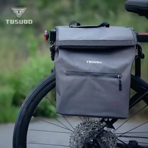 TOSUOD Bicycle Rear Seat Bag 28L Capacity Bike Panniers Snowflake Dragon Dance Cloth Material Waterproof Reflective Bike Bag
