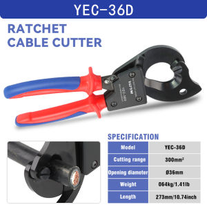 Ratcheting Cable Cutters Wire Pliers YEC-60D Heavy Duty Wire Cutters For Multi-Strand Aluminum & Copper Cables up to 500mm²