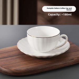 MONGDIO | Elegant Ceramic Coffee Cup Set with Pumpkin Design