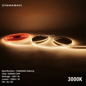YAMASAKI LAMPU LED STRIP LIGHT 24V CHIP OSRAM INDOOR 120LED/M 10M 10 METER CAHAYA PUTIH 6500K / KUNING WARM WHITE 3000K / NATURAL 4000K NEUTRAL / 2700K / 3500K / 5000K PREMIUM QUALITY KUALITAS TERBAIK