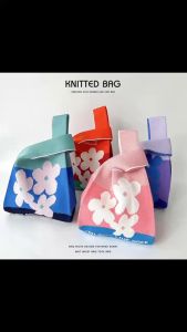 Vibrant Geometric & Floral Knitted Tote Bag for Women