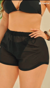 Plus size cover Drawstring side Cover Up Shorts Without Bikini Summer (shorty)