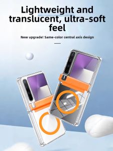 Wireless Magnetic Soft Clear Cover Phone Case with Rotating Stand