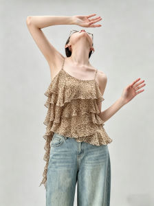 GULILI | Ruffled Square Collar Thin Strap Sleeveless Top