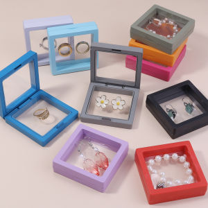 Transparent PE Film Jewelry Storage Box Colorful 3D Packaging Case Frame Membrane Ring Earrings Necklace Display Holder