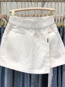 High Waist A-Line Mini Skirt White Elastic Waistband Womens Summer plus Size Versatile Slimming Short Skirt Korean Style