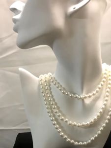 Chuỗi Vòng Cổ Ngọc Trai Nặng Nhân Tạo 3 Tầng Mặc Áo Dài Cách Tân Truyền Thống