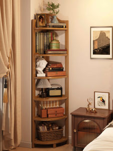 Modern Simple Triangle Corner Cabinet Indoor Shelf Living Room Floor Storage Cabinet Wall Corner Rack Bamboo Material
