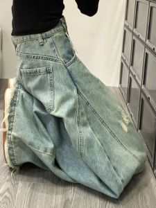 Quần Jeans Denim Cạp Cao Phong Cách Mỹ Retro Cho Nữ Quần Ống Rộng Ôm Dáng Mùa Thu Thiết Kế Mới Quần Dài Đến Sàn