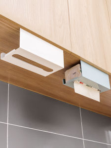 Kitchen Tissue Holder Iron Art Wall Mounted Cabinet Door Pull out Box Drawer Style No Drilling Required Paper Rack