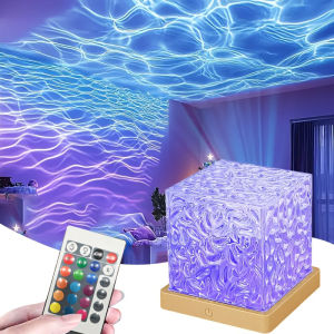 16 Colors Ocean Wave Aurora Projector Light LED Night Light RGB Dimmable Remote Control USB Powered for Home Living Room Decor