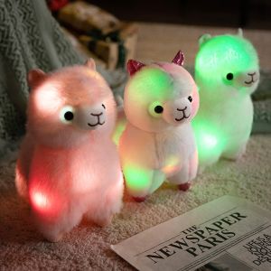 JOJO CASTLE Electronic Alpaca Plush Toy Stuffed Soft Alpaca Pillow Doll LED Light Plush Glowing 24/40cm Soft Doll Baby Kid Toys Birthday Gift Home Decor
