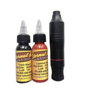 Bộ 1 máy pen xăm hình giá rẻ để các bạn học xăm và xăm hình kèm 2 mực xăm