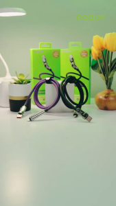 ROBOT Kabel Data RTF01 4in1 LED RGB Colorful 65W 100CM Silicon clear - Garansi Resmi 1 Tahun