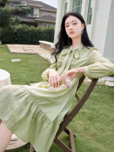 XIANGYING | Elegant Green Spring Dress