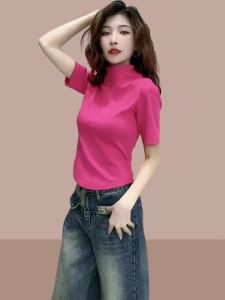 Slim Fit Short Sleeve T-Shirt Summer New Design Korean Style Creative Pattern Commute Style Womens Fashion Small Size Top