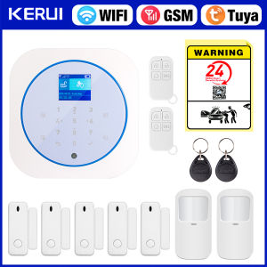 Kerui | KERUI Wireless Home Alarm System GSM WiFi Security Alarm System with Motion Sensor Works with Alexa Google for Home Apartment