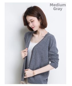 Gentle Relaxed V-Neck Knit Sweater Beige
