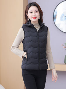Womens down Cotton Vest 2025 New Style Stand Collar Hooded Outerwear Thickened Warm Shoulder Pad Jacket Fashionable All-Match